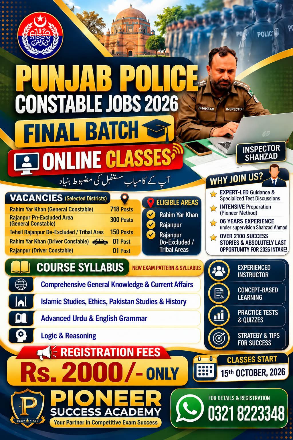 Constable Jobs 2026 Final Batch Online Classes flyer